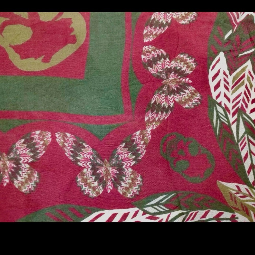 Zadig & Voltaire KERRY Butterfly Skull Feather Scarf 🧣 red NWT $198 - Picture 5 of 6